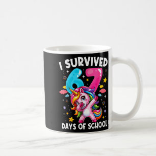 Caneca De Café Unicórnio Engraçado Eu Sobrevivi 67 Dias De Escola