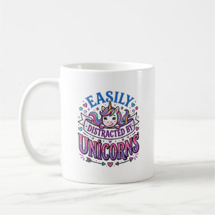 Caneca De Café Unicórnio Fácilmente Distraído pelo Comercial de U