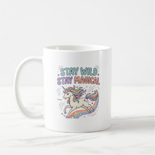 Caneca De Café Unicórnio Fique Selvagem Fique Mágico Produto da M