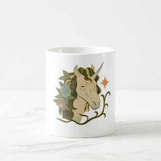 Caneca de Café Unicórnio Floral Boho