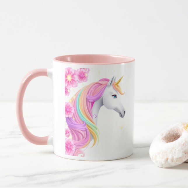 Caneca de Café Unicórnio Fofa (Com Donut)
