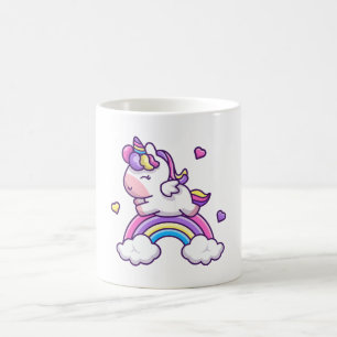 Caneca De Café Unicórnio Fofo Com Desenho Animado Arco-íris