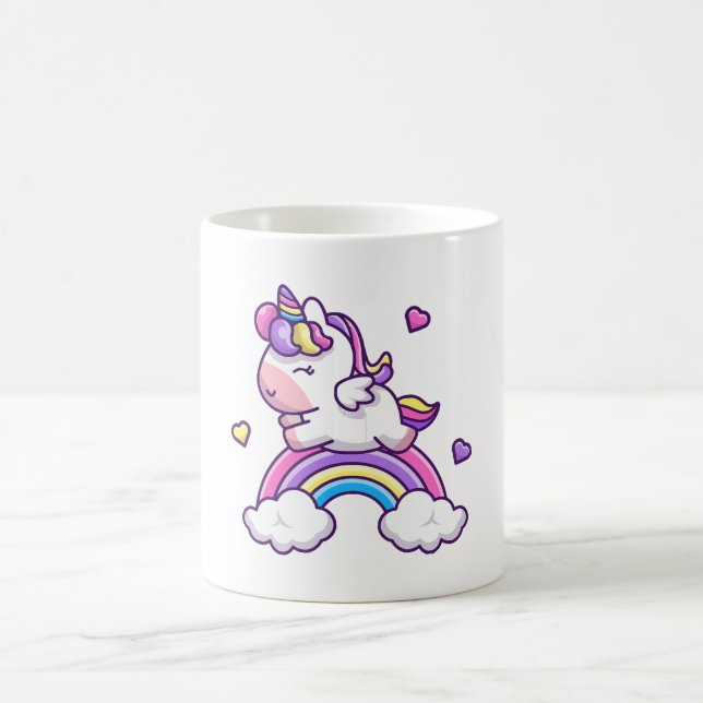 Caneca De Café Unicórnio Fofo Com Desenho Animado Arco-íris (Centro)
