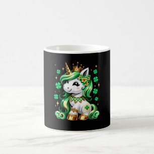 Caneca De Café Unicórnio Fofo Trevo Dia de São Patrício