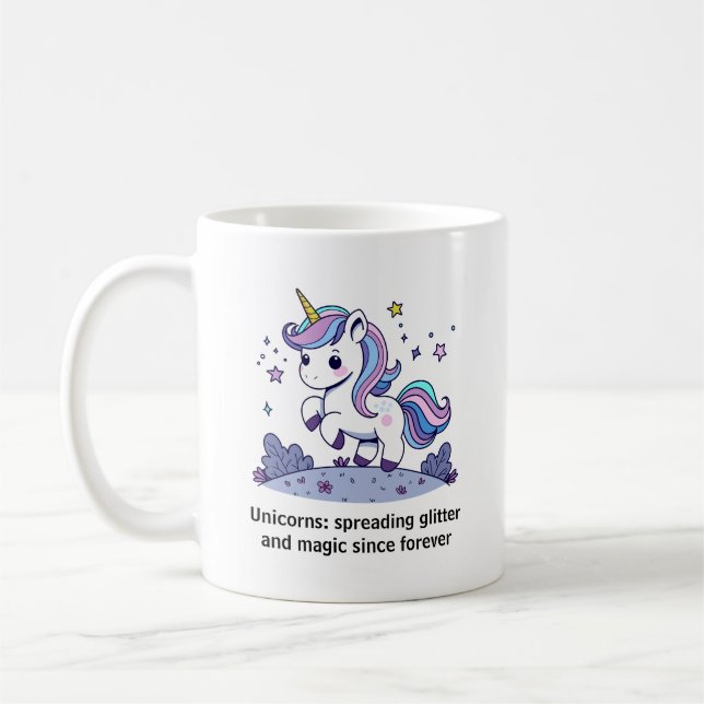 Caneca De Café Unicórnio Kawaii Pastel Fofo (Esquerda)