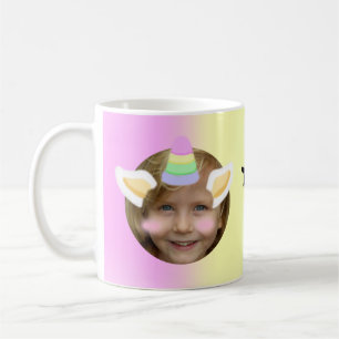 Caneca De Café Unicórnio Kawaii Personalizável no Estilo Purikura