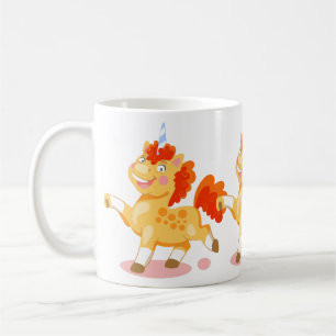 Caneca De Café Unicórnio laranja engraçado