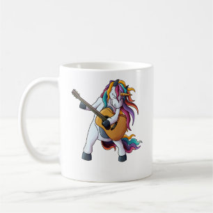Caneca De Café Unicórnio Legal Tocando Violão _ Animal Divertido