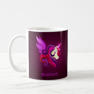 Caneca De Café Unicórnio magenta Mystical nome personalizado