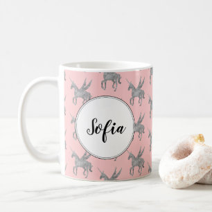 Caneca De Café unicórnio mágico, unicórnio prateado, moda