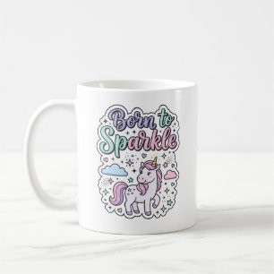 Caneca De Café Unicórnio Nascido para Brilhar Design Gráfico Merc