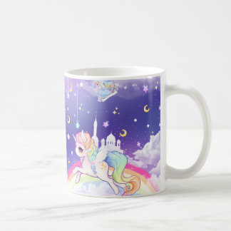 Caneca De Café Unicórnio pastel do kawaii bonito com galáxia do