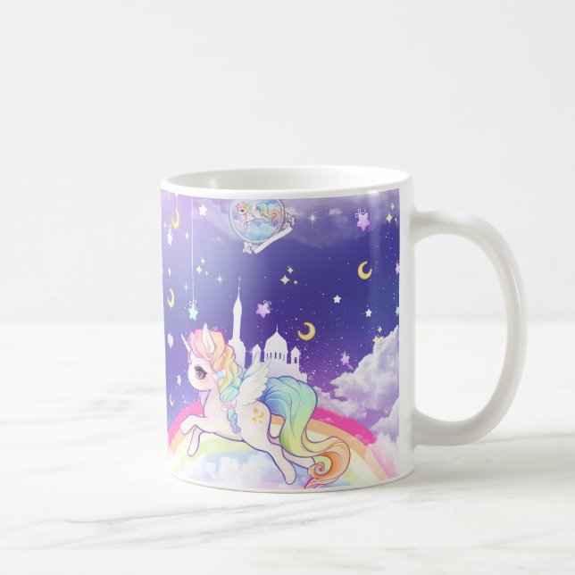 Caneca De Café Unicórnio pastel do kawaii bonito com galáxia do (Direita)
