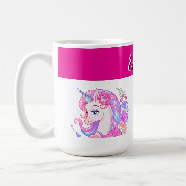 Caneca De Café unicórnio & personalize seu nome  (Esquerda)