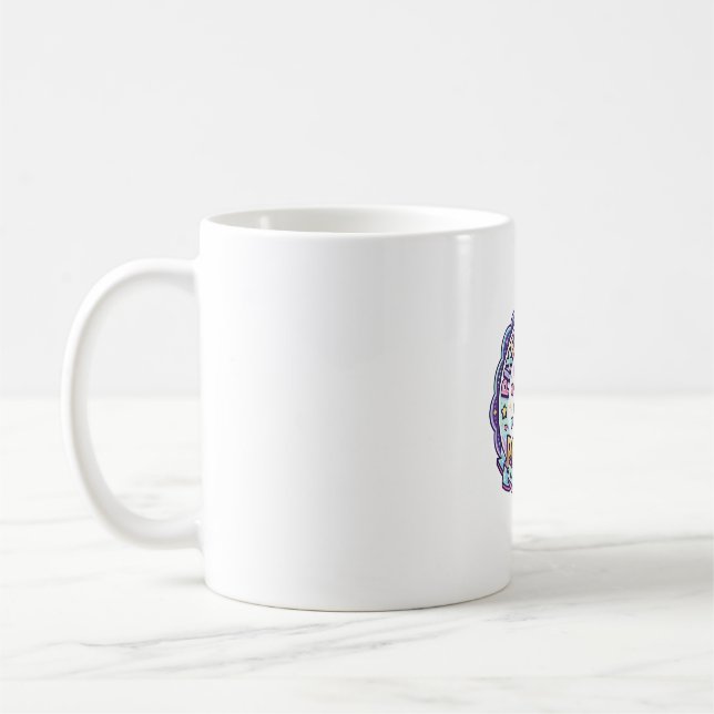 Caneca De Café Unicórnio Pixel Unicórnio Poder POD Roupas Prontas (Esquerda)