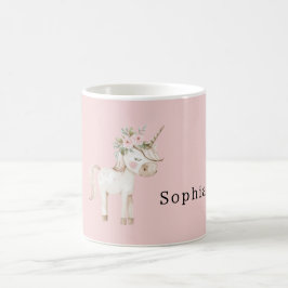 Caneca De Café Unicórnio Rosa Floral