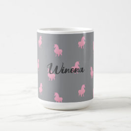 Caneca De Café Unicórnio Rosa Invisível sobre Cinzas