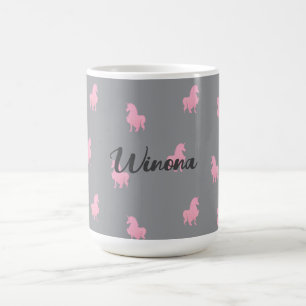 Caneca De Café Unicórnio Rosa Invisível sobre Cinzas
