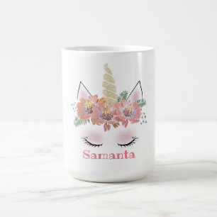 Caneca De Café Unicórnio, rosto unicórnio, personalizado, feminin