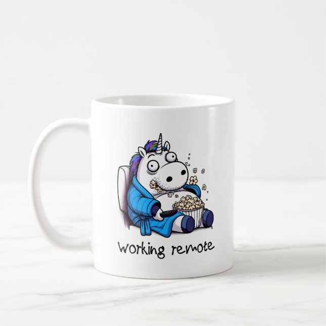 Caneca De Café Unicórnio Trabalhando a Partir de Casa (Esquerda)