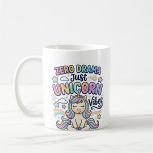 Caneca De Café Unicórnio Zero Drama Apenas Vibrações de Unicórnio