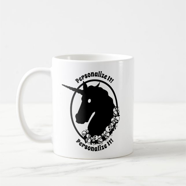 Caneca De Café Unicórnio Zumbi do SEU TEXTO (Esquerda)