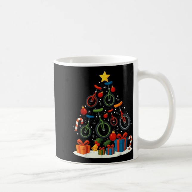 Caneca De Café Unicycling Unicycle Christmas Tree Xmas  (Direita)
