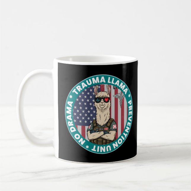 Caneca De Café Unidade de Prevenção de Trauma Llama Funny Tri-Bl (Esquerda)
