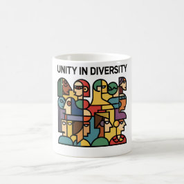 Caneca De Café Unidade na diversidade - Mínimo arco-íris geométri