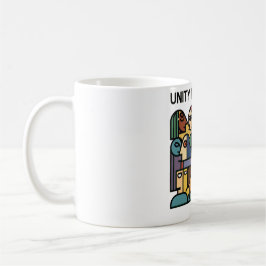 Caneca De Café Unidade na diversidade - Mínimo arco-íris geométri