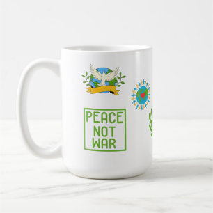 Caneca De Café UNIDADE SEM GUERRA, GOLINHO DE PAZ Destaque branco