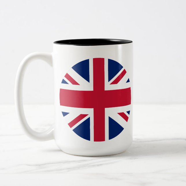 Caneca de Café Union Jack Circular em Dois Tons (Esquerda)