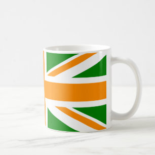 Caneca De Café Union Jack verde e laranja