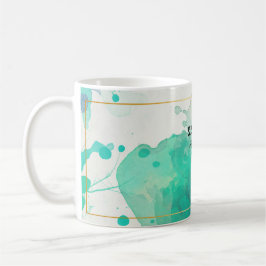 Caneca De Café Uniq abstrato de cor verde personalizável