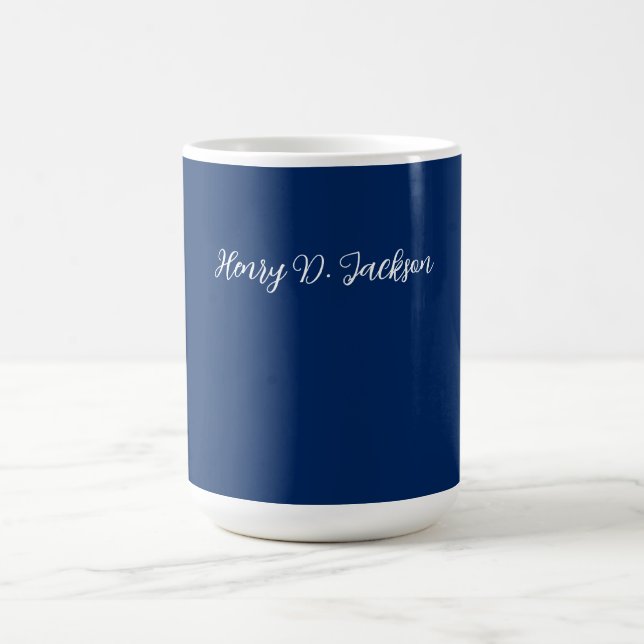 Caneca De Café Unique Navy Blue Classical Handwriting Plain (Centro)