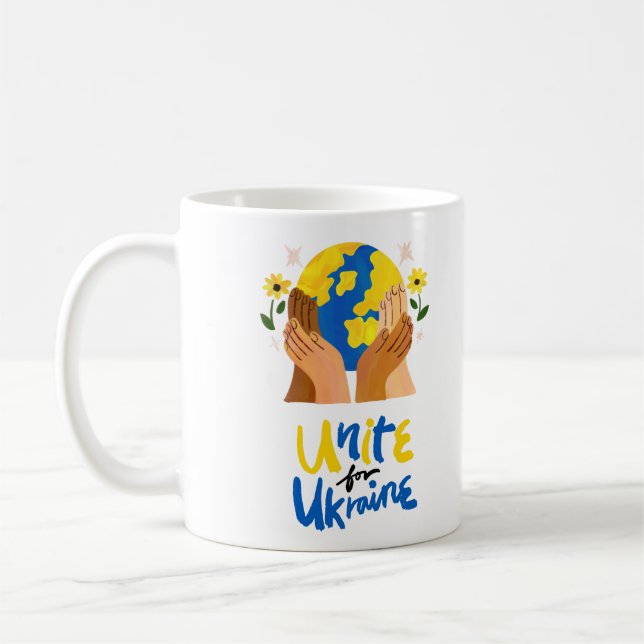 Caneca De Café Unir Globalmente pela Ucrânia (Esquerda)