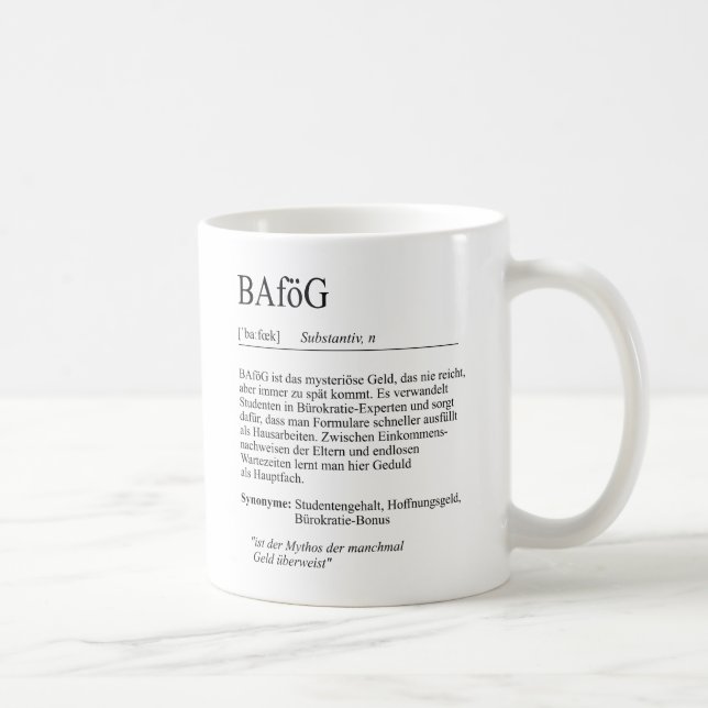 Caneca De Café Unispruch "BAföG" Geschenk, Studenten (Direita)