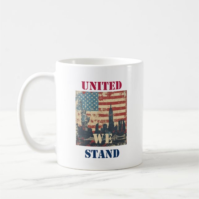 Caneca De Café United We Stand | Design Patriótico Americano (Esquerda)