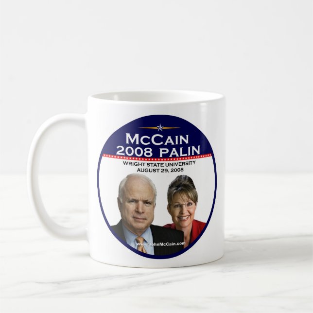 Caneca De Café Universidade estadual comemorativa de McCain Palin (Esquerda)