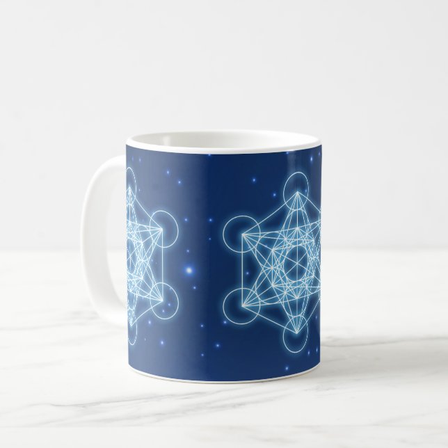 Caneca De Café Universo Cubo do Metatron (Frente Esquerda)