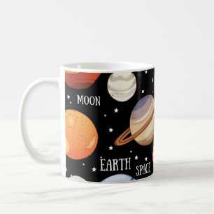Caneca De Café Universo, espaço, design tirado mão do tema dos