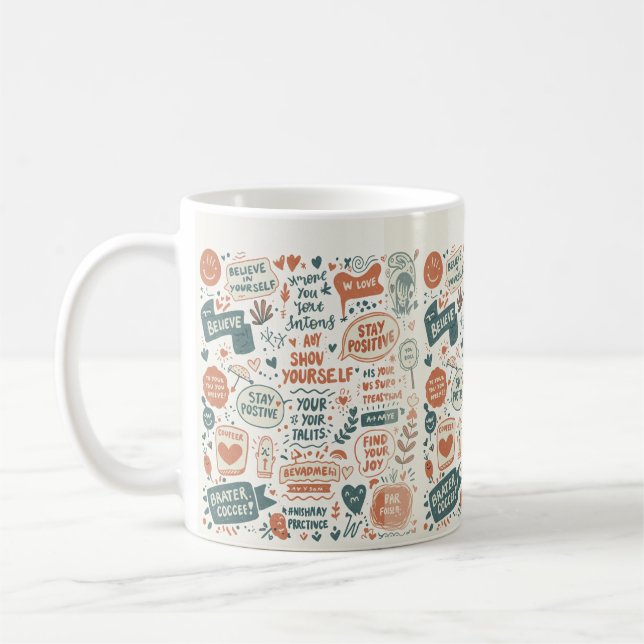 Caneca De Café Uplifing Doodle Wall Decor: Impressões de arte par (Esquerda)