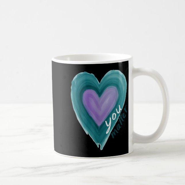 Caneca De Café Uplifting you  Suicide Prevention Heart Design  (Direita)