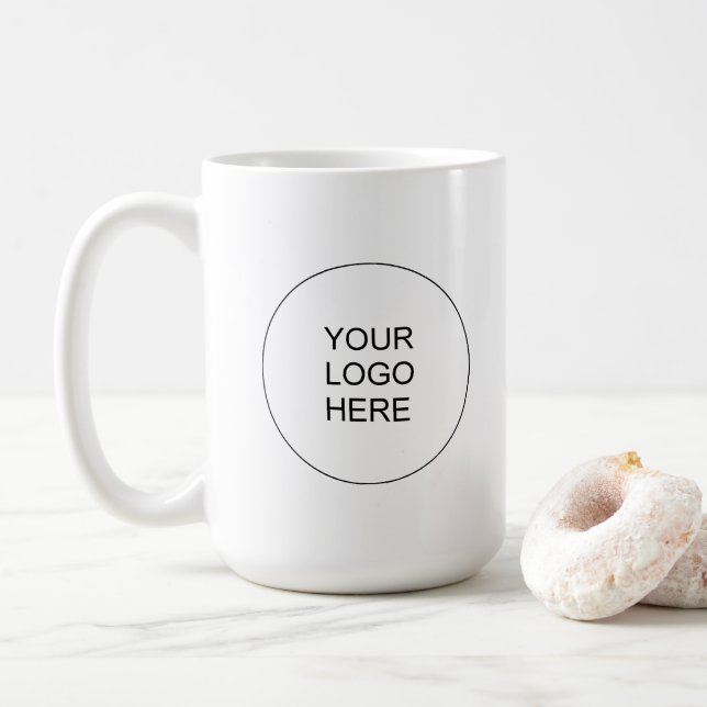Caneca De Café Upload Your Company Logo Elegant Modern Simple (Com Donut)