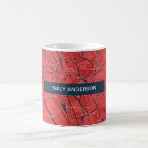 CANECA DE CAFÉ URBAN RED MARINHO OXFORD UNIVERSITY UK OUTLINE MAP