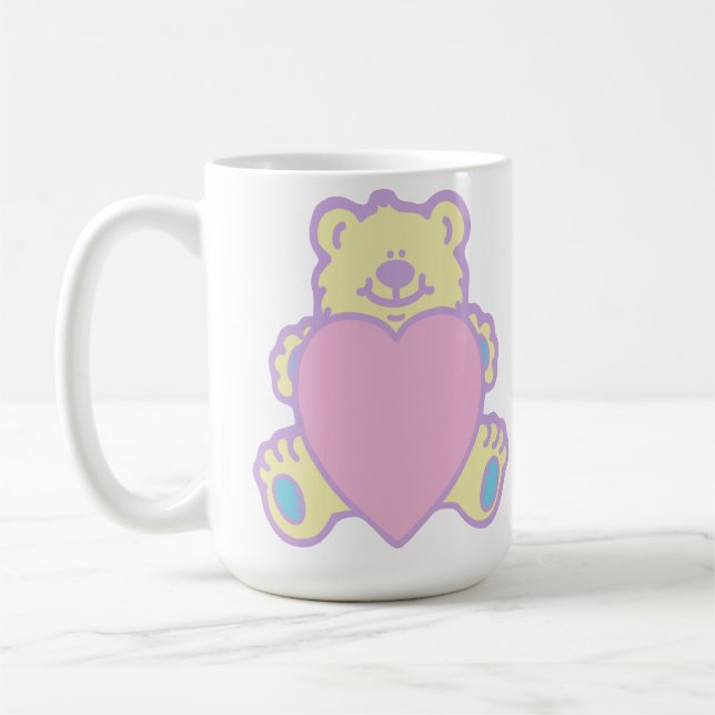 Caneca De Café Ursa de pelúcia fofa coração de amor (Esquerda)
