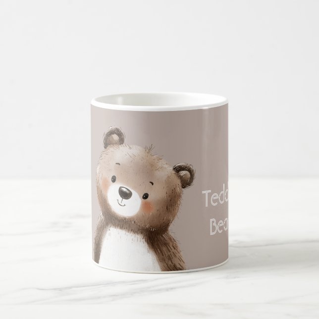 Caneca De Café Ursa Teddy Marrom Branco Fofo Doce (Centro)