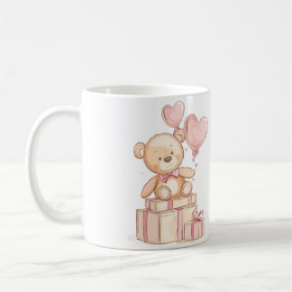 Caneca De Café ursinho bonitinho com balões Mug