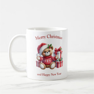 Caneca De Café Ursinho de Natal com presentes e conterrâneos