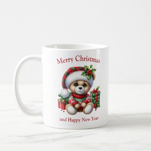 Caneca De Café Ursinho de Natal com presentes e conterrâneos (Esquerda)